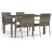 Set da Pranzo da Giardino 5 pz con Cuscini in Polyrattan Grigio 3184983