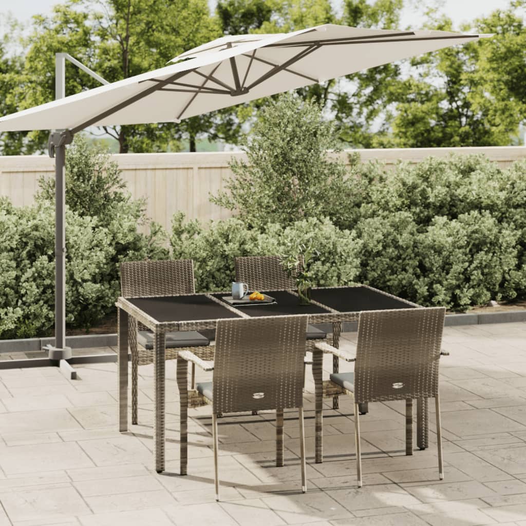 Set da Pranzo da Giardino 5 pz con Cuscini in Polyrattan Grigio 3184983