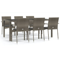 Set da Pranzo da Giardino 7 pz con Cuscini in Polyrattan Grigio 3184985