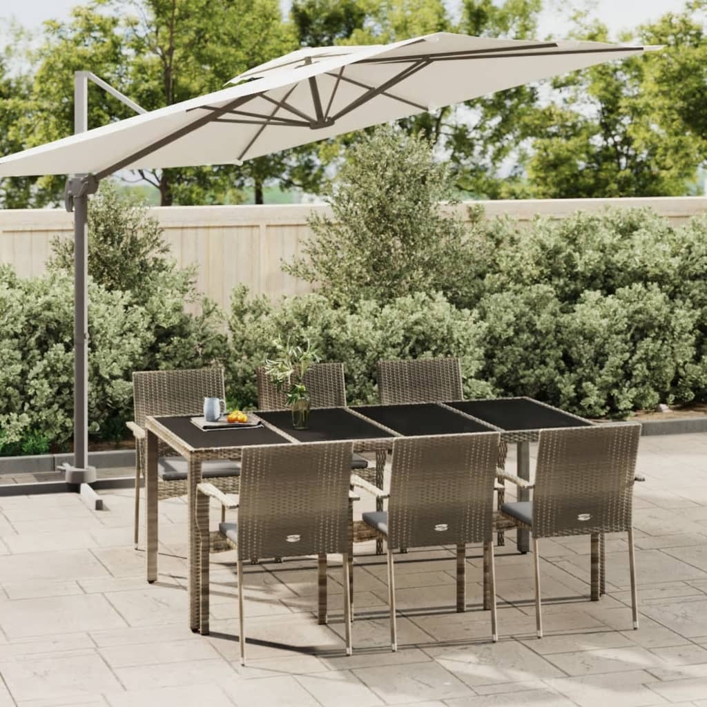 Set da Pranzo da Giardino 7 pz con Cuscini in Polyrattan Grigio 3184985