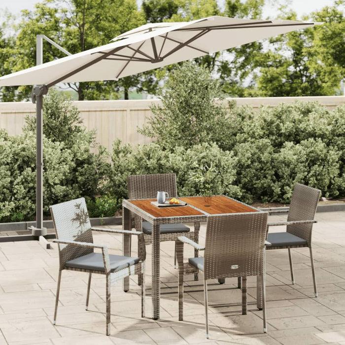 Set da Pranzo da Giardino 5 pz con Cuscini in Polyrattan Grigio 3184994