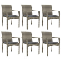 Set da Pranzo da Giardino 7 pz con Cuscini in Polyrattan Grigio 3184997