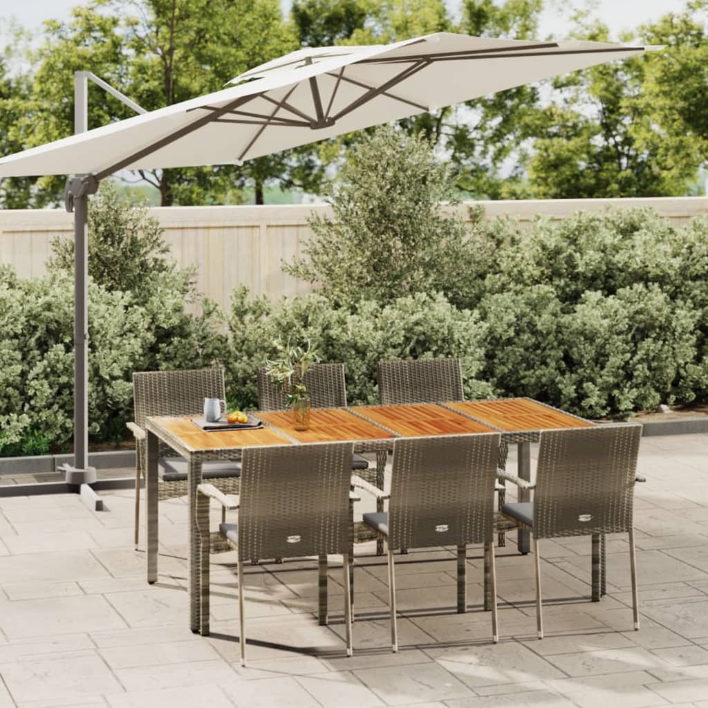 Set da Pranzo da Giardino 7 pz con Cuscini in Polyrattan Grigio 3184997