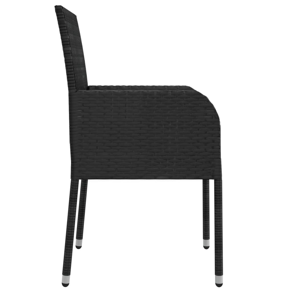 Set da Pranzo da Giardino 3 pz con Cuscini Nero in Polyrattan 3184999