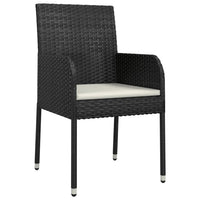 Set da Pranzo da Giardino 7 pz Nero con Cuscini in Polyrattan 3185003