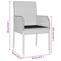 Set da Pranzo da Giardino 7 pz Nero con Cuscini in Polyrattan 3185003