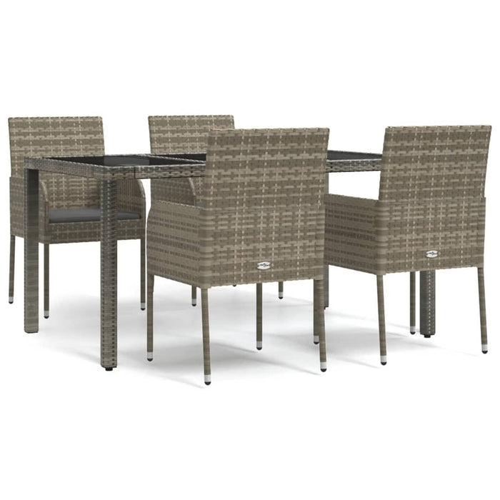 Set da Pranzo da Giardino 5 pz con Cuscini in Polyrattan Grigio 3185007