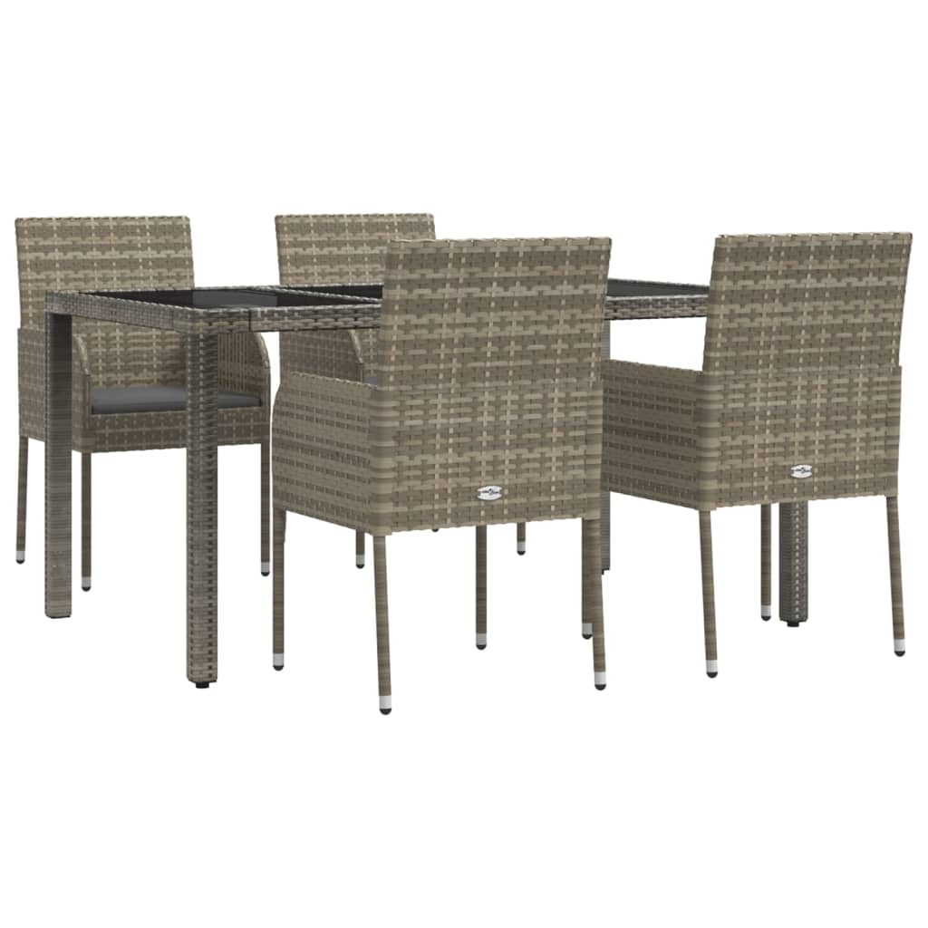 Set da Pranzo da Giardino 5 pz con Cuscini in Polyrattan Grigio 3185007