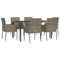 Set da Pranzo da Giardino 7 pz con Cuscini in Polyrattan Grigiocod mxl 76458