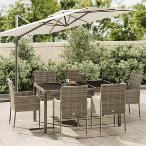 Set da Pranzo da Giardino 7 pz con Cuscini in Polyrattan Grigiocod mxl 76458