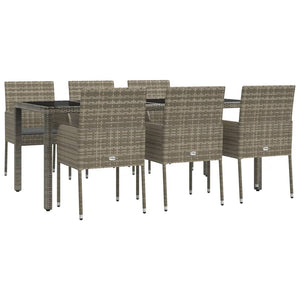 Set da Pranzo da Giardino 7 pz con Cuscini in Polyrattan Grigio 3185009