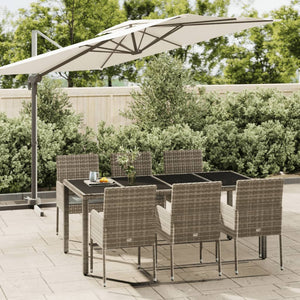 Set da Pranzo da Giardino 7 pz con Cuscini in Polyrattan Grigio 3185009