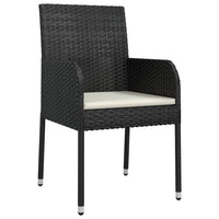 Set da Pranzo da Giardino 3 pz con Cuscini Nero in Polyrattan 3185011