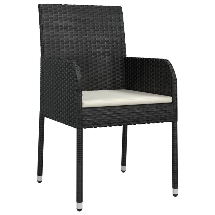 Set da Pranzo da Giardino 3 pz con Cuscini Nero in Polyrattan 3185011