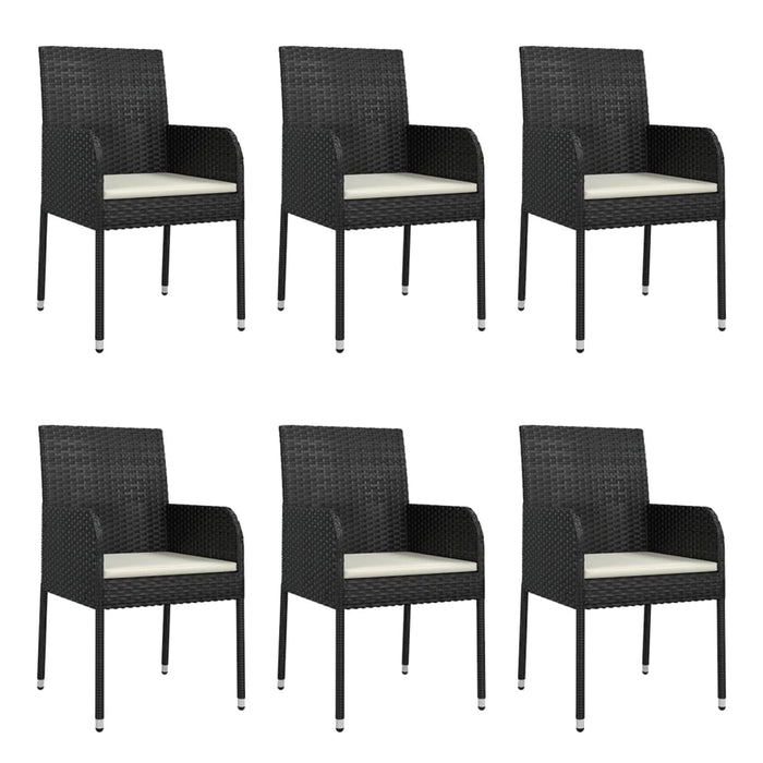 Set da Pranzo da Giardino 7 pz Nero con Cuscini in Polyrattan 3185014