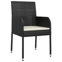 Set da Pranzo da Giardino 7 pz Nero con Cuscini in Polyrattan 3185014