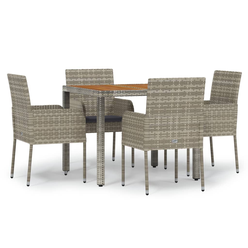 Set da Pranzo da Giardino 5 pz con Cuscini in Polyrattan Grigiocod mxl 124374