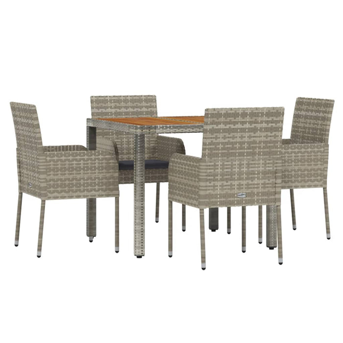 Set da Pranzo da Giardino 5 pz con Cuscini in Polyrattan Grigiocod mxl 124374