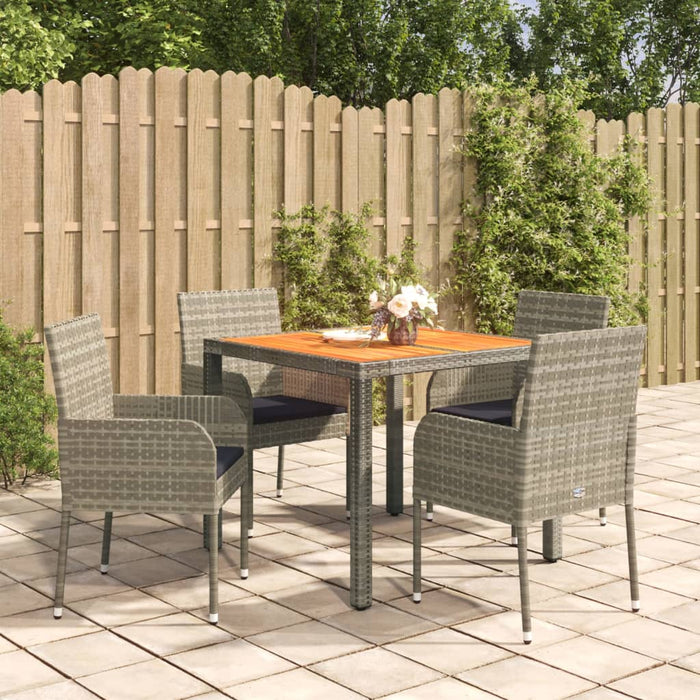 Set da Pranzo da Giardino 5 pz con Cuscini in Polyrattan Grigiocod mxl 124374