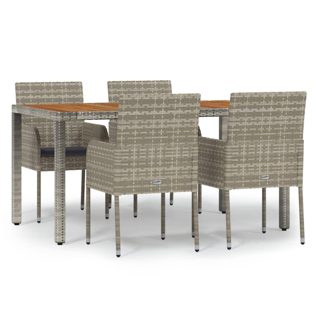 Set da Pranzo da Giardino 5 pz con Cuscini in Polyrattan Grigio 3185019