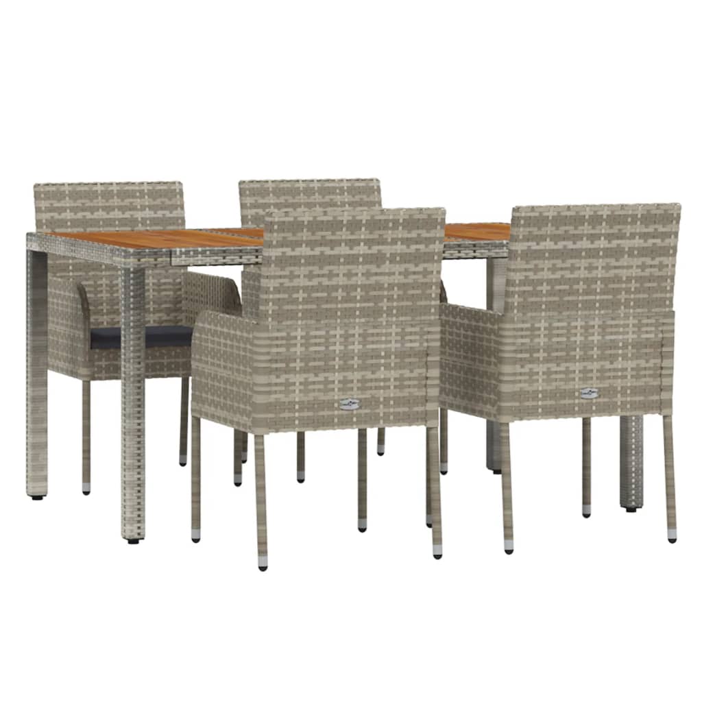 Set da Pranzo da Giardino 5 pz con Cuscini in Polyrattan Grigio 3185019