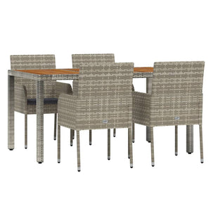 Set da Pranzo da Giardino 5 pz con Cuscini in Polyrattan Grigio 3185019