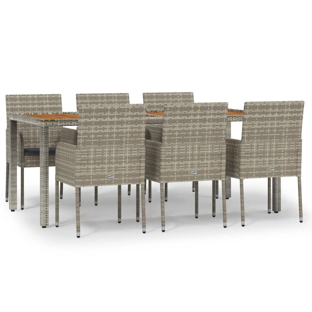 Set da Pranzo da Giardino 7 pz con Cuscini in Polyrattan Grigio 3185021