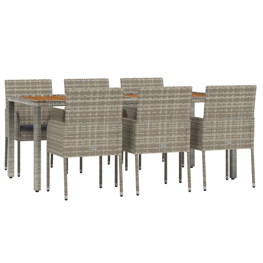 Set da Pranzo da Giardino 7 pz con Cuscini in Polyrattan Grigio 3185021