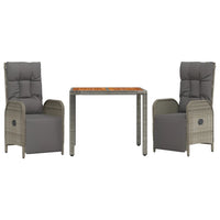 Set da Pranzo da Giardino 3 pz con Cuscini in Polyrattan Grigio 3185044