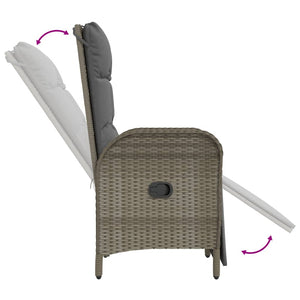 Set da Pranzo da Giardino 3 pz con Cuscini in Polyrattan Grigio 3185044