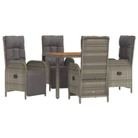 Set da Pranzo da Giardino 5 pz con Cuscini in Polyrattan Grigio 3185045