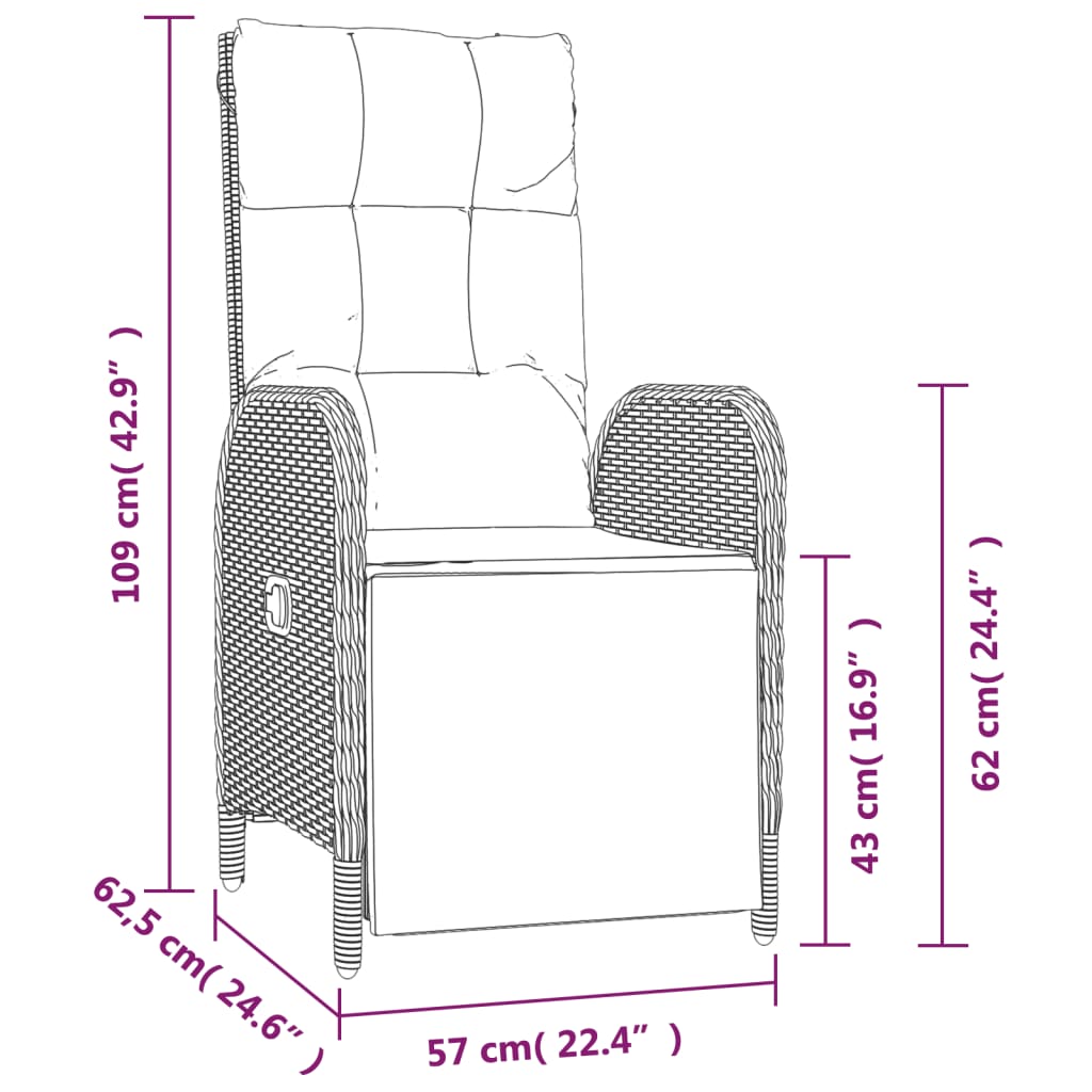 Set da Pranzo da Giardino 5 pz con Cuscini in Polyrattan Grigio 3185045