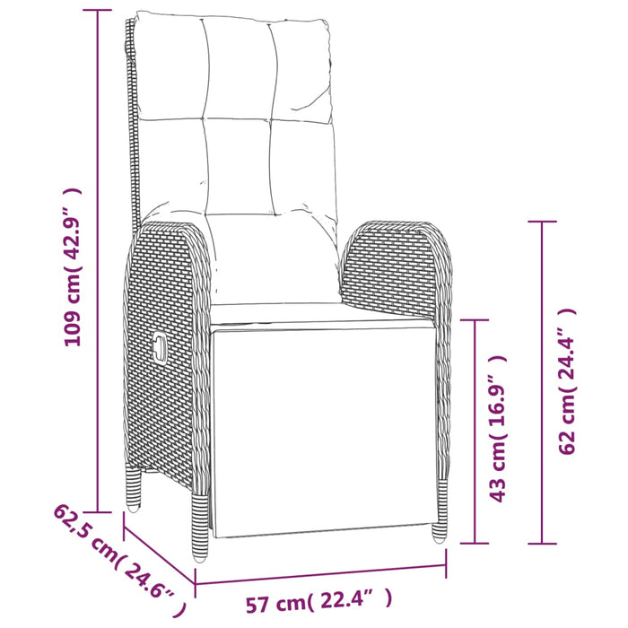 Set da Pranzo da Giardino 7 pz con Cuscini in Polyrattan Grigio 3185048