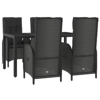 Set da Pranzo da Giardino 5 pz Nero con Cuscini in Polyrattan 3185055