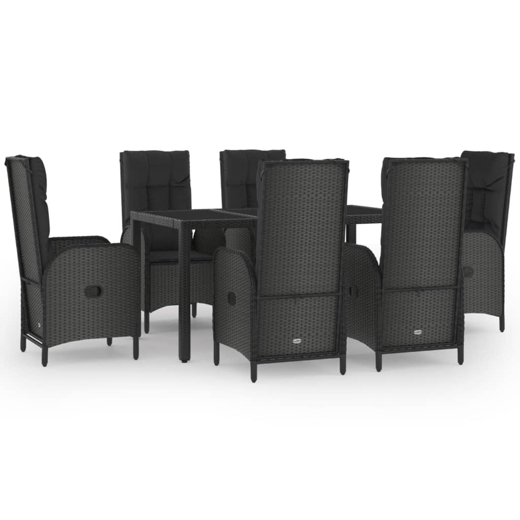 Set da Pranzo Giardino 7pz Nero e Grigio con Cuscini Polyrattancod mxl 100422