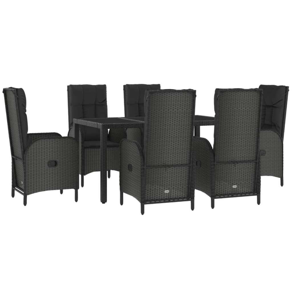 Set da Pranzo Giardino 7pz Nero e Grigio con Cuscini Polyrattancod mxl 100422