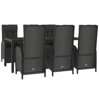 Set da Pranzo da Giardino 7 pz Nero con Cuscini in Polyrattancod mxl 100421