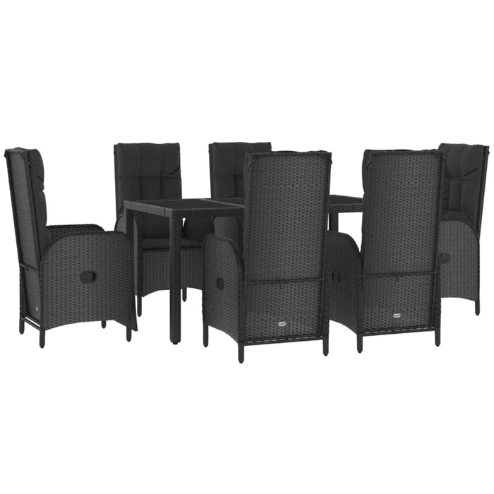 Set da Pranzo da Giardino 7 pz Nero con Cuscini in Polyrattancod mxl 124380