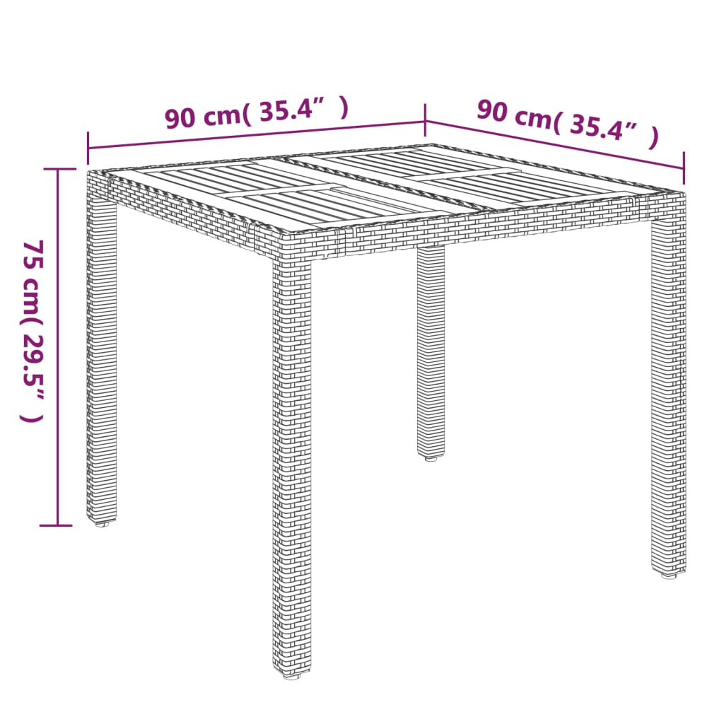 Set da Pranzo da Giardino 3 pz con Cuscini Nero in Polyrattan 3185074