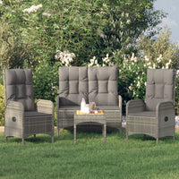 Set da Pranzo da Giardino 4 pz con Cuscini in Polyrattan Grigio 3185083