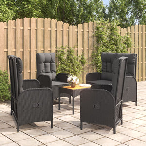 Set da Pranzo da Giardino 5 pz Nero con Cuscini in Polyrattancod mxl 76459