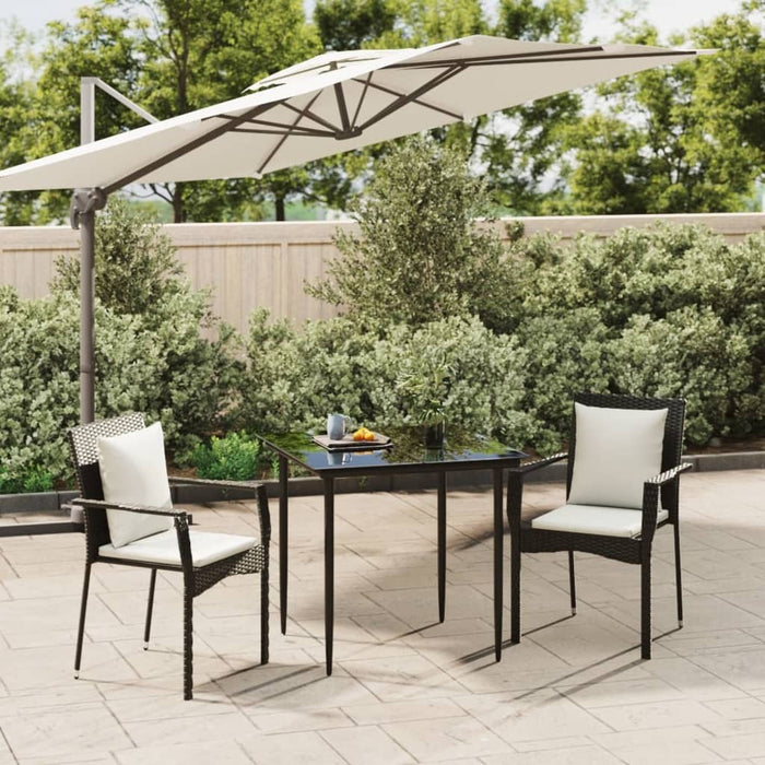 Set da Pranzo da Giardino 3 pz con Cuscini Nero in Polyrattancod mxl 76431