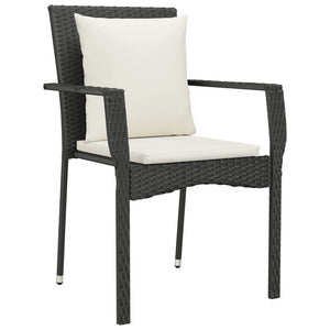 Set da Pranzo da Giardino 7 pz Nero con Cuscini in Polyrattan 3185099