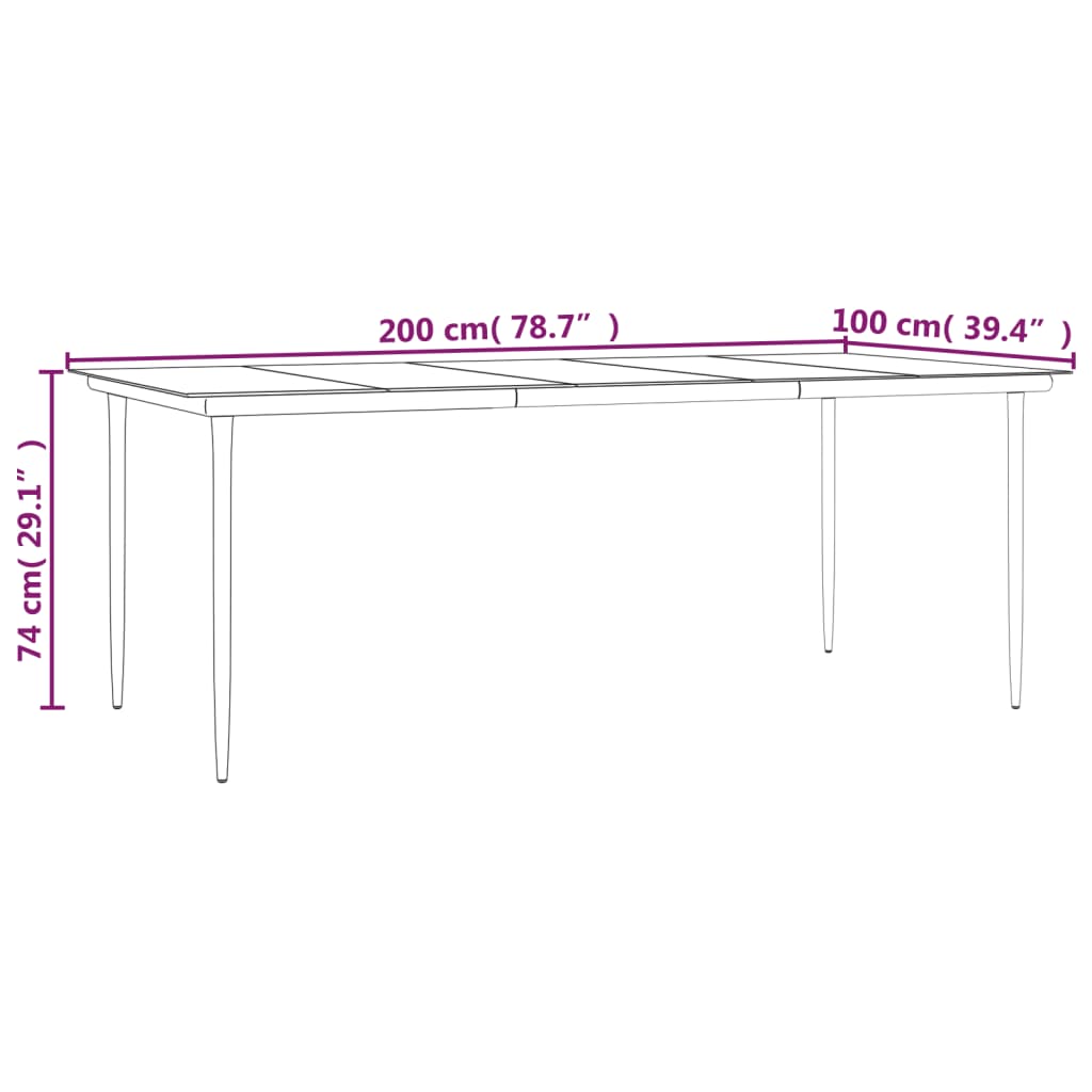 Set da Pranzo da Giardino 7 pz Nero con Cuscini in Polyrattan 3185099