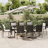 Set da Pranzo da Giardino 7 pz Nero con Cuscini in Polyrattan 3185099