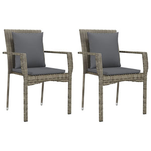 Set Salotto Giardino 3 pz con Cuscini Nero e Grigio Polyrattan 3185101