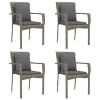 Set da Pranzo Giardino 5pz Nero e Grigio con Cuscini Polyrattan 3185102