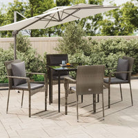 Set da Pranzo Giardino 5pz Nero e Grigio con Cuscini Polyrattan 3185102