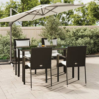 Set da Pranzo da Giardino 5 pz Nero con Cuscini in Polyrattancod mxl 124385