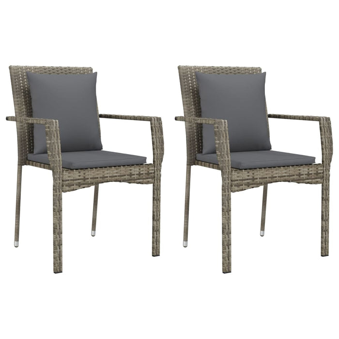 Set Salotto Giardino 3 pz con Cuscini Nero e Grigio Polyrattan 3185113